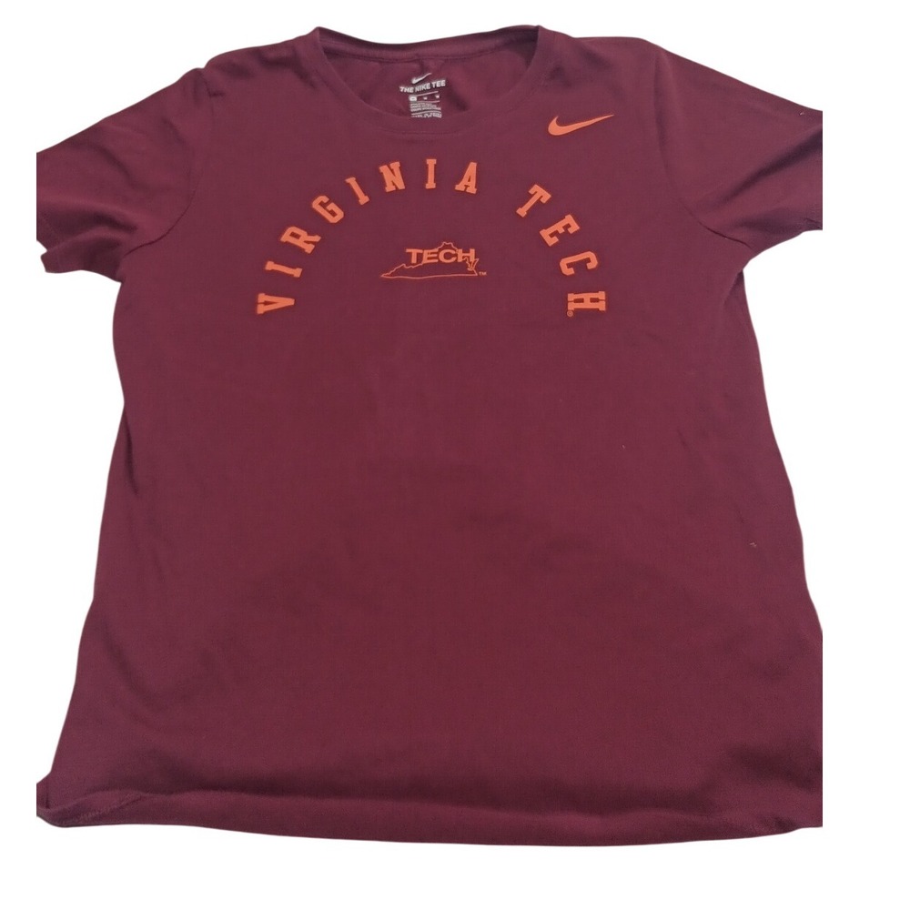 Nike Virginia Tech Hokies Maroon Dri Fit T Shirt Mens Medium Athletic Cut